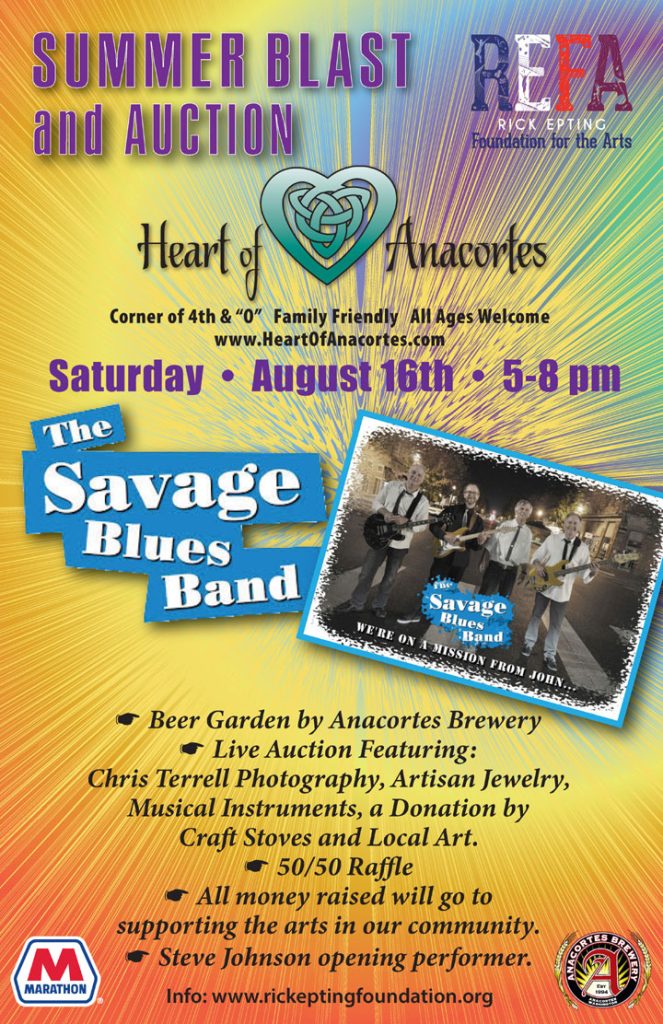 August 16, 2025 Summer Concert Fundraiser at The Heart of Anacortes featuring The Savage Blues Band